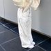 Women's Clothing New Hot Girl High Waist Drawstring Elastic Waist Pig Nose Buckle Leg Trousers Wide Leg_ecoleips.com