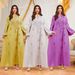 Elegant Embellished Abaya Dress For Women - Long Sleeve Muslim Prayer Dress With Rhinestone Detailing - Modest Loose Fit Dubai Islamic Fashion_ecoleips.com