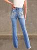 Women's Clothing Slimming Stretch Jeans Embroidered Back Pocket Double Buttons Denim Jeans For Spring Summer_ecoleips.com