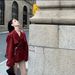 Red Trench Coat For Petite Women, Autumn Winter Style, Double-breasted, Fashionable And Versatile, Mid-length Top_ecoleips.com