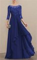 Elegant Slimming U-Neck Long Evening Gown in Chiffon for Parties And Special Occasions with Flowy Hem_ecoleips.com