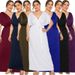 Women's Clothing New Sexy Solid Color V Neck Loose Swing Dress_ecoleips.com