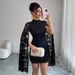 European American Cross-border 2026 New Fashion Lace Small Stand-up Collar Slit Long-sleeve Sexy Dress For Women_ecoleips.com