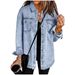 Women's Clothing Stand New Style Raw Edge Denim Casual Loose Jacket Shirt_ecoleips.com