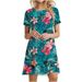 Floral Print Short Dresses For Women Elegant Mini Dress Woman Short Sleeve Vintage Dress Summer 2022 New Fashion Casual Clothing_ecoleips.com