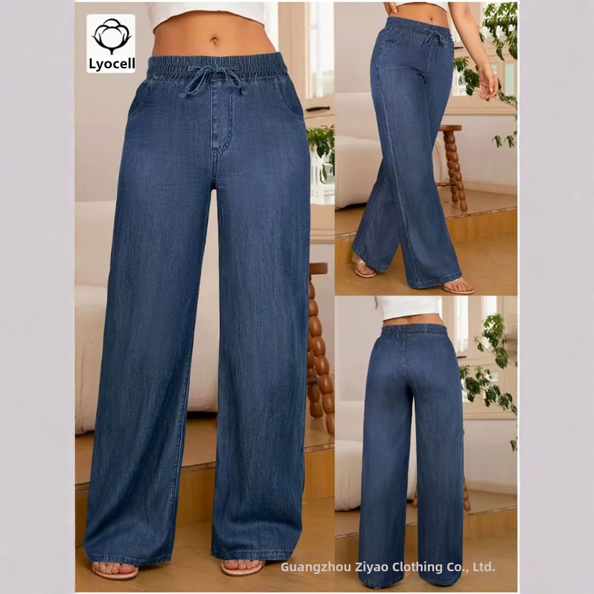 Summer High Waisted Slimming Floor Length Tencel Denim Jeans Loose Fit Versatile Casual Style for Women 2026 New Arrival_ecoleips.com