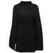 Women Thick Wool Blend Cape Coat, Stand Collar Side Button Belted Mini Cloak Jacket Winter Elegant Outerwear_ecoleips.com