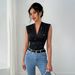 Women's Clothing Summer Women's V Neck Top Silver Sprinkled Design Fashion For Ladies For Formal & Casual For Women_ecoleips.com