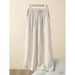 Suitable For All Seasons Natural Authentic Breathable Linen Artistic Solid Color Elastic Waist Straight Pants For Women_ecoleips.com