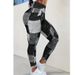 Women's Clothing Imitation Denim Plaid Peach Print Trousers Yoga Fitness Trousers Sports High Waist Hip Tights_ecoleips.com
