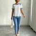 Women's Denim-Look Printed Lounge Set, Stretchy Knit Two Piece Outfit, Casual Comfort Jogger Set For Women_ecoleips.com