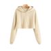 Women's Oversized Cropped Hoodie - Thick Y2K Streetwear Pullover With Drawstring Hood, Short Length For Fall & Winter Fashion_ecoleips.com