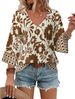 Youtalia Womens V Neck 3/4 Sleeve Bohemian Casual Blouses Loose Fit Tunic Tops Shirt Boho Floral Vacation Clothes_ecoleips.com
