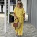 Spring/Summer Women's Two-Piece Set American Style Drawstring Round Neck Top And Loose Pants Casual Comfortable_ecoleips.com