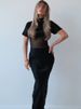 Mozision Turtleneck Short Sleeve Sexy Maxi Dress Women Gown Elegant Patchwork Mesh Sheer Backless Bodycon Club Party Long Dress_ecoleips.com