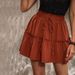 Voya New Women's Fashion Casual Woven Design Half Skirt Pleated Solid Color Cake Short Skirt_ecoleips.com