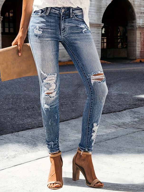 Women's Clothing Jeans For Women High Elasticity Slim Fit Thin Casual Versatile Comfortable_ecoleips.com