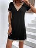 Women's Clothing Fashionable Women's V Neck Dress Gold Lace Patchwork Summer Dress Style For Formal & Casual For Women_ecoleips.com