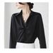Women's French-Inspired Twist Front Blouse Long Sleeve Elegant Shirt for Office Commute And Chic Casual Wear_ecoleips.com