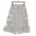 Women's Clothing Multi Pocket Washed Distressed Cropped Denim Shorts For Women Summer Loose Casual Wide Leg Workwear Cropped Trousers_ecoleips.com