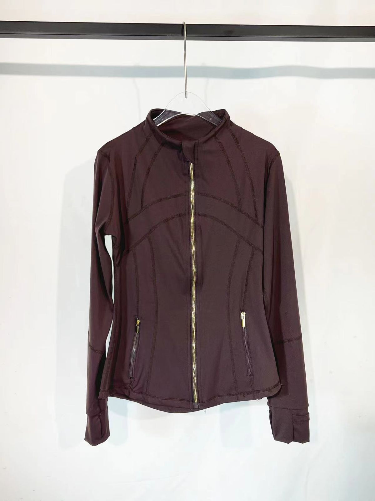 Women's Double Sided Long Sleeve Yoga Jacket Sports Running Fit Stand Collar_ecoleips.com