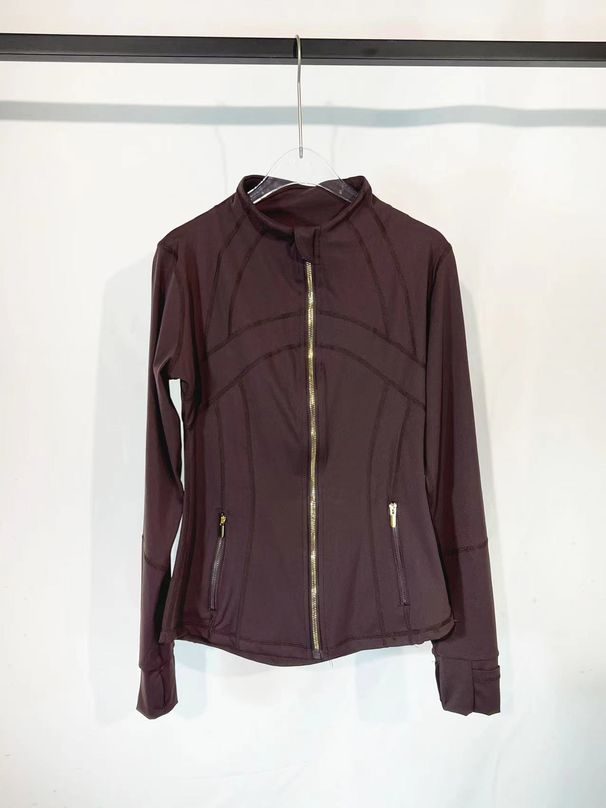 Women's Double Sided Long Sleeve Yoga Jacket Sports Running Fit Stand Collar_ecoleips.com