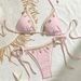 Women's Clothing Tie String Three Point Sexy Pure Swimsuit Bikini Split Swimsuit_ecoleips.com
