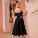 Women's Clothing Bow A Line Dress High End One Shoulder Splicing Solid Color Party Dress_ecoleips.com