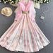 Elegant Princess-Style Chiffon Mesh Square Neck Long Sleeve Dress With Lace-Up Waist & Flared Skirt_ecoleips.com