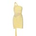 Elegant Fashion One Shoulder Mesh Texture Hip Wrapped Women Dress Elegant Trendy High Quality Mesh Fabric Slim Fit Cocktail Party Dress_ecoleips.com