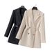 Black Women' Blazer, New Pring Autumn Tyle, Wait-cinched, Mid-length Coat, Tylih And Fahionable With Houlder_ecoleips.com