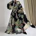Women's Clothing Ladies Middle Eastern Muslim Chiffon Flower Belt Long Fashionable And Elegant Dress_ecoleips.com