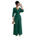 Women's Clothing Elegant V Neck Long Sleeve Jumpsuit Waist Cinching Pleated Commuter Style Fashionable Solid Color Jumpsuit_ecoleips.com