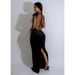 Women's Clothing Long Sleeved Dress Mesh Rhinestone Solid Color See Through Fashion_ecoleips.com