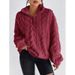 Women's Clothing Reversible Fleece Floral Zip-Up Hoodie - Soft & Stylish Pullover With Cozy Double-Sided Fabric (Wine Red, Khaki, Beige, Dark Gray)_ecoleips.com