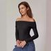 Cross-border European And American Clothing Tops, T-shirts, Off-shoulder Pure Desire Long-sleeve Milk Silk Base Shirt,_ecoleips.com