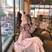 Retro Over-the-Knee Midi Very Fairy French Niche Platycodon Small Floral Chiffon Dress Summer Style_ecoleips.com