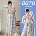 Real Shot Maternity Summer New Design V-neck Tieable Ink Painting Butterfly Loose Mid-length Dress_ecoleips.com