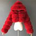 Women's Clothing Fur Coat Women Colorful Short Coat Hooded Warm Top Large Size_ecoleips.com