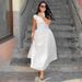 Talenza White Polka Dot Long Dress Summer Sexy High-Waisted Vintage Print Sleeveless Dress Casual Party Vacation New Women Dress_ecoleips.com
