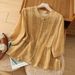 Women's Clothing Large Size Solid Color Cotton And Linen Shirt Loose Slim Temperament Casual Tops Shirt_ecoleips.com