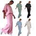 Women's Clothing Women's Solid Color Casual Fashion Set Short Sleeved Top With Wide Leg Pants Spring/Summer Two Piece Loose Fit Style_ecoleips.com