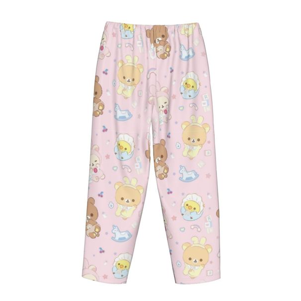 Pink Rilakkumas Cartoon Women Loungewear Pants With Pockets Pajama Pants Home Pj Bottoms_ecoleips.com