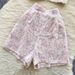 Chic Lace Trimmed Bubble Sleeve Blouse & High-Waisted Wide-Leg Shorts Set – Floral Embroidery, Summer Breathable Polyester (Pink, S-Xxl)_ecoleips.com
