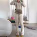 Women's Clothing Contrast Waist Stitching Flared Knitted Sweatpants Slim Fit Fitness Pants Casual Trousers_ecoleips.com