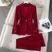 Women's Premium Wool Suit Set – Elegant Blazer & Trousers For Office & Formal Occasions (Khaki/Black/Red, S-4XL)_ecoleips.com