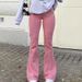 Women's Clothing New Fashion High Waist Slim Street Style Pink Hip Flared Casual Jeans_ecoleips.com