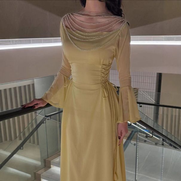 Women's Clothing Beaded Tie-Waist Mini Dress Sexy Fashion For Spring/Summer Middle East Style_ecoleips.com