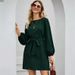 Women's Mid-Length Slimming Pullover Dress High Waist Solid Color Temperament European American Style Casual High Waist Dress_ecoleips.com