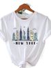 European And American Cross-border Foreign Trade Clothing, Urban Landscape Pattern, Round-neck Printed Women's_ecoleips.com